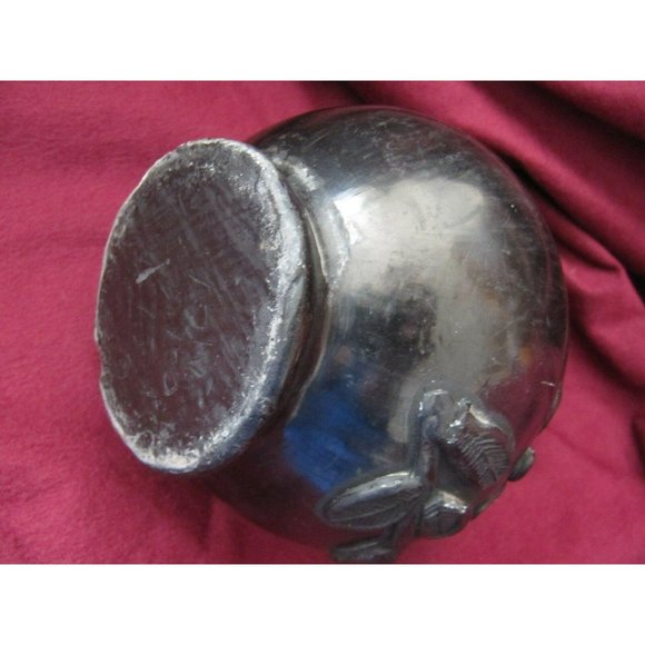 Dona Rosa Oaxaca Mexican Folk Art Flower Pitcher Black Clay Pottery Vase HE1 - Picture 9 of 9